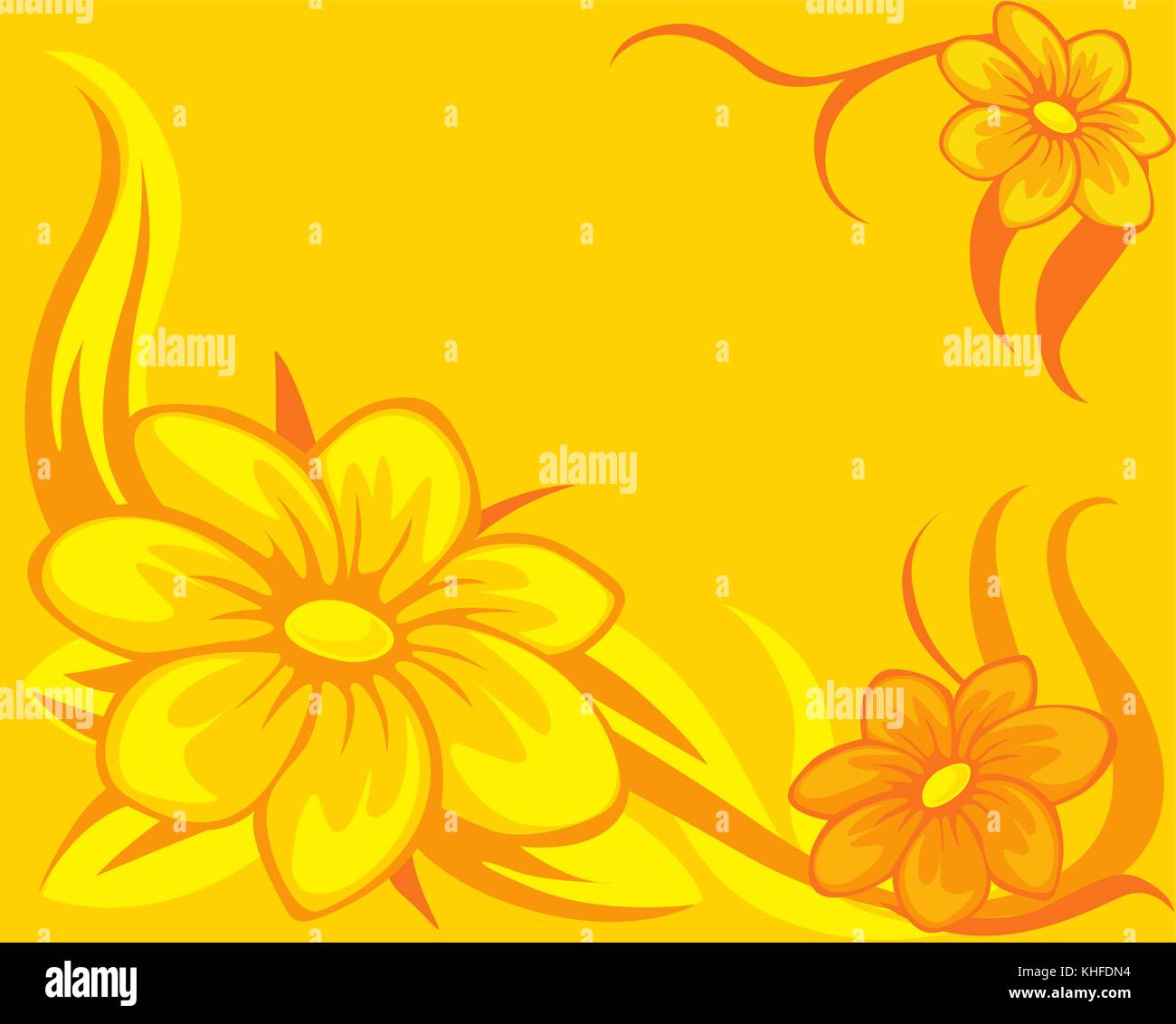 flower background yellow orange - vector illustration Stock Vector