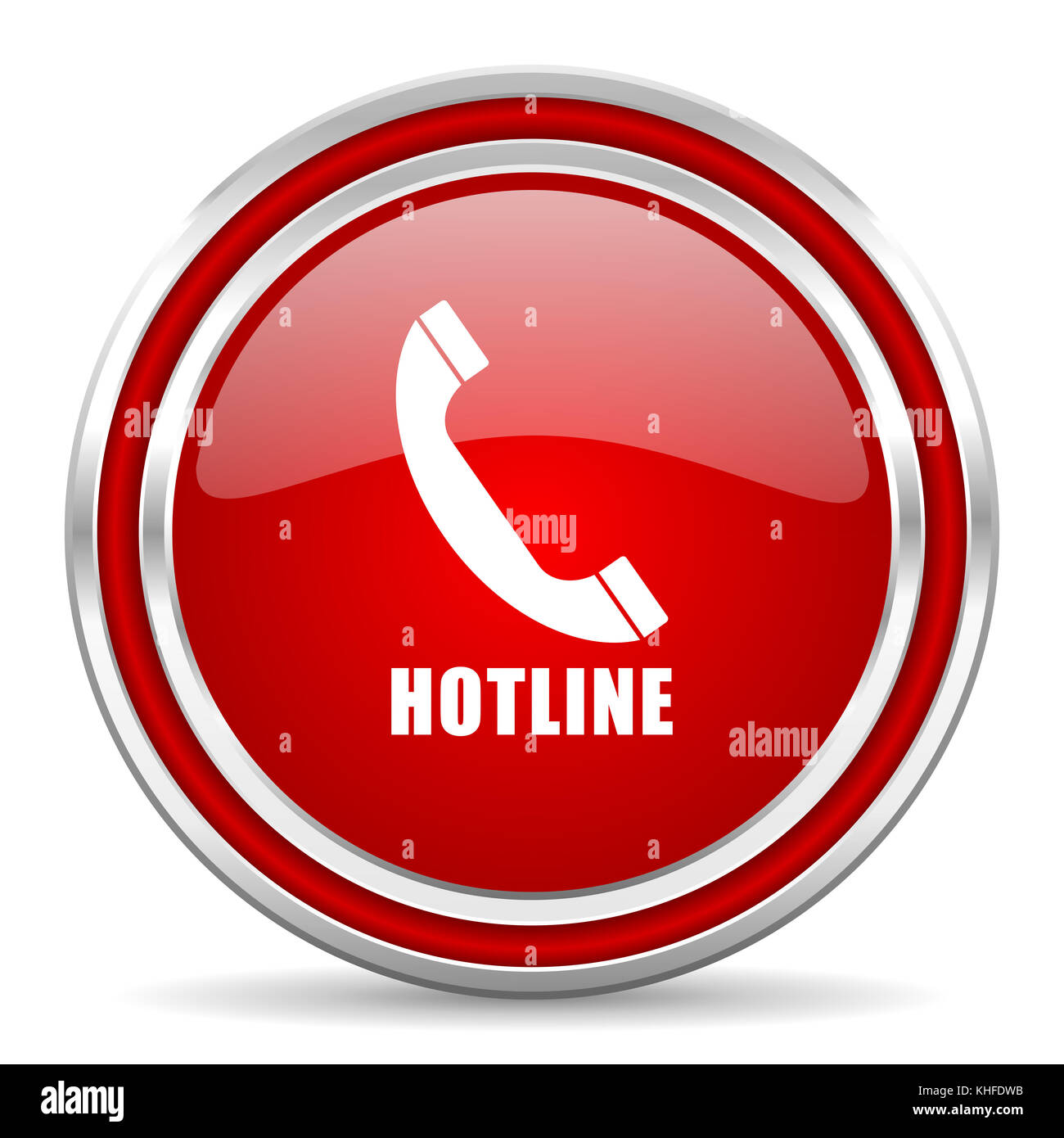 Hotline red silver metallic chrome border web and mobile phone icon on