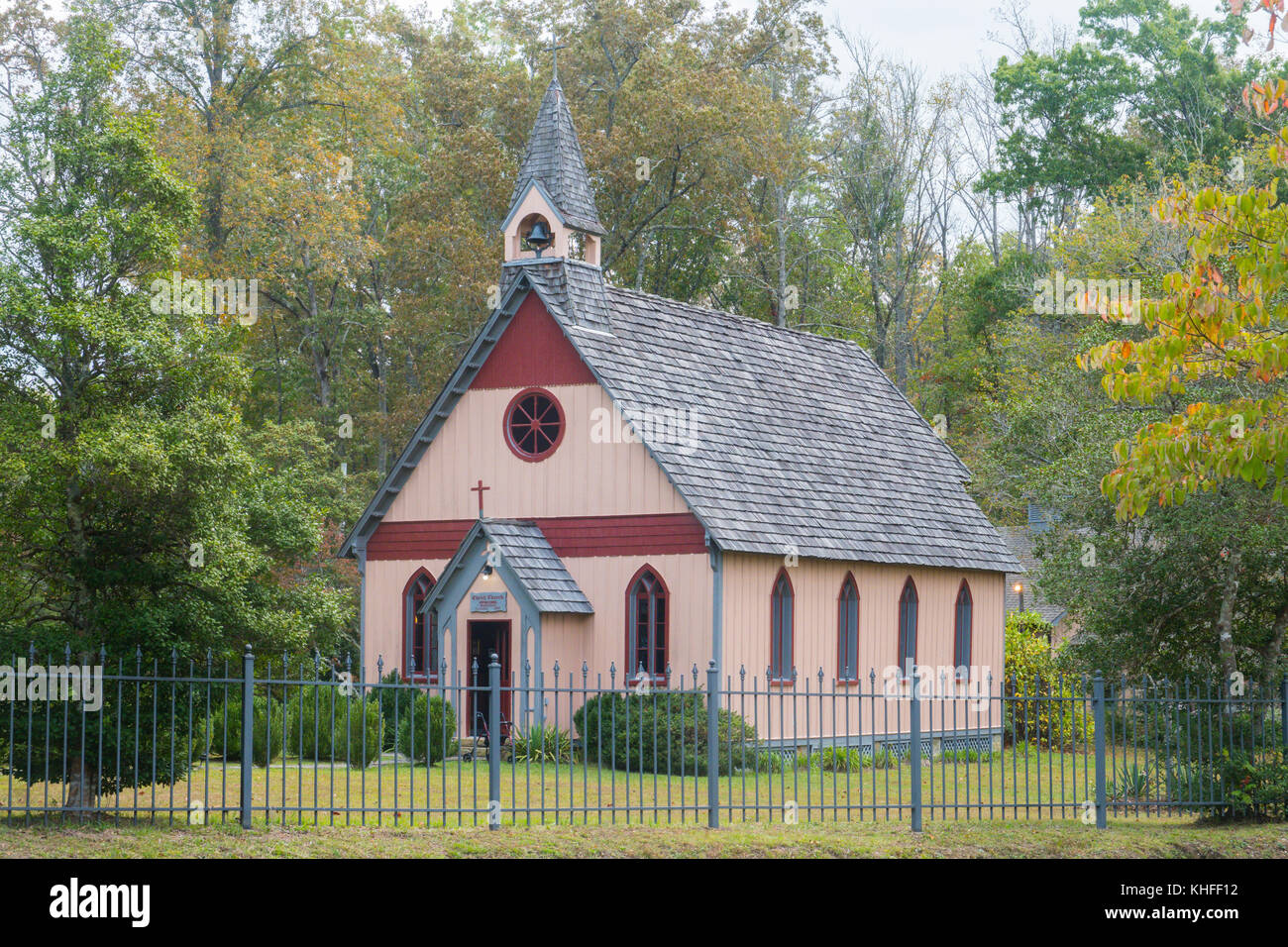 Historic church founded 1888 in historic Victorian village of Rugby Tennessee by Thomas Hughes Stock Photo