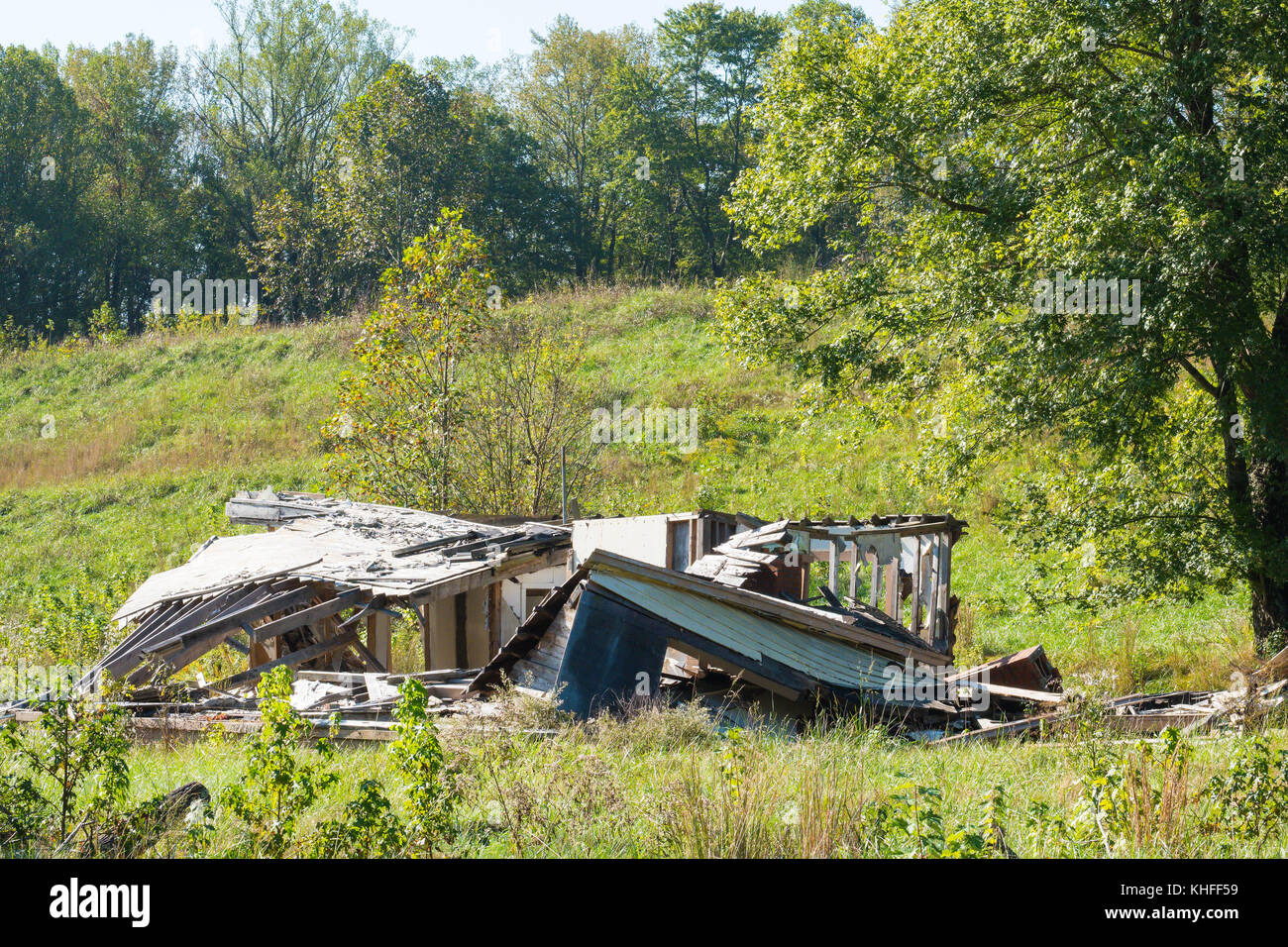 Collapsed and derelict house in rural Petros Tennessee USA Stock Photo