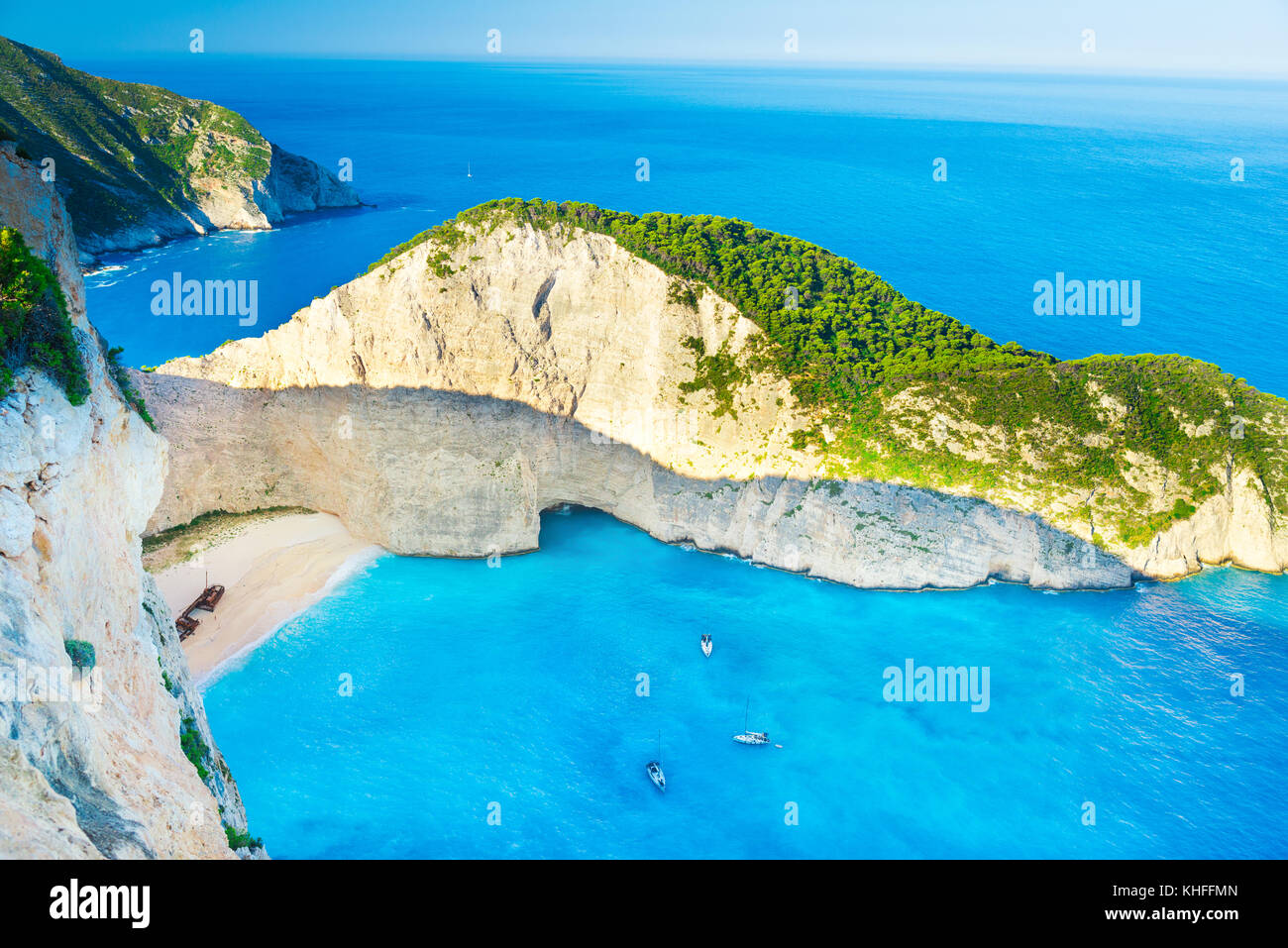 Shipwreck beach at early morning, Zakynthos island, Greece Stock Photo
