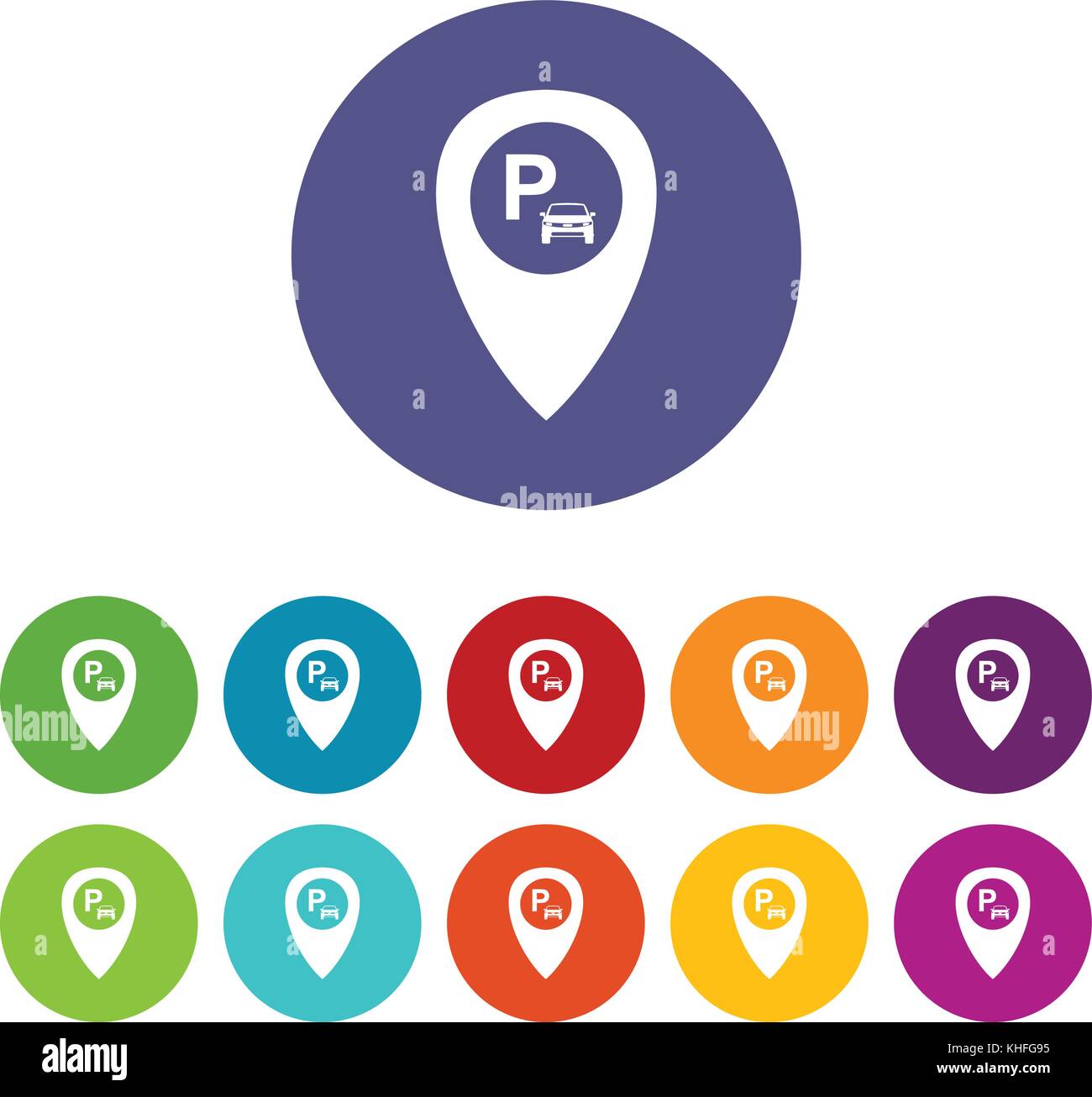 Map pointer with car parking set icons Stock Vector Image & Art - Alamy