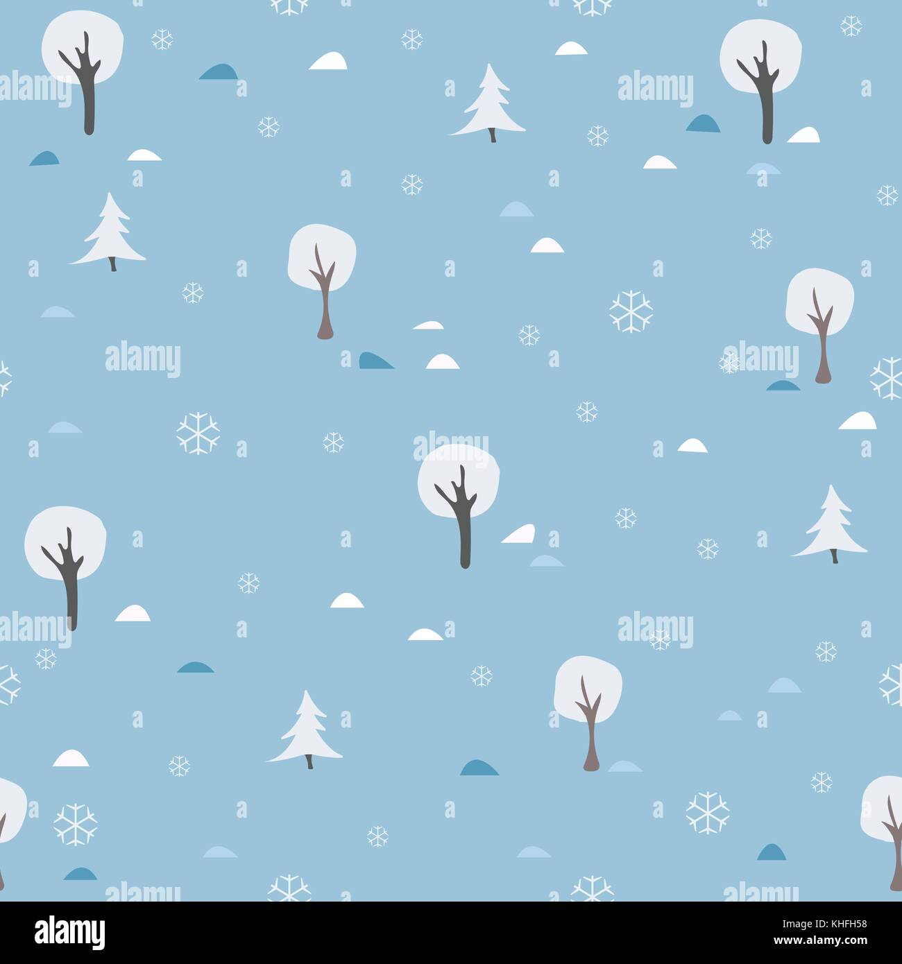 Seamless Tree Pattern on colorfule blue background. Vector Illustration ...