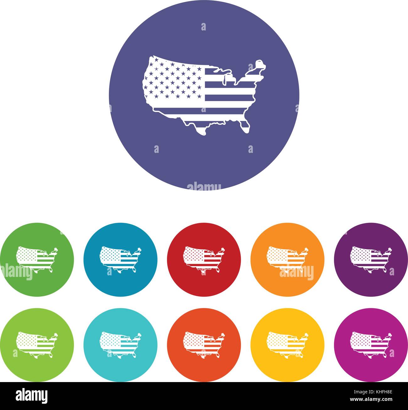 USA map set icons Stock Vector Image & Art - Alamy