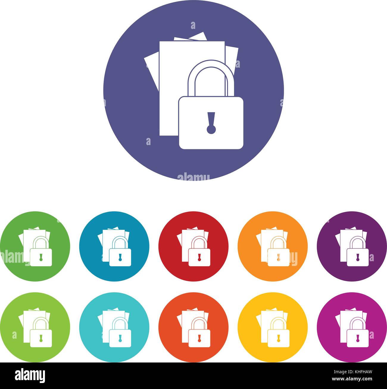 Folders with padlock set icons Stock Vector Image & Art - Alamy