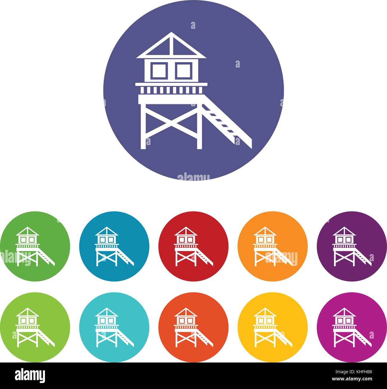 Wooden stilt house set icons Stock Vector Image & Art - Alamy