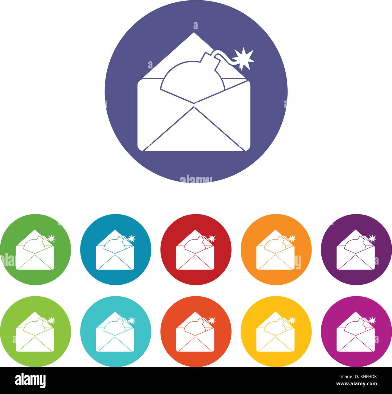 Envelope with bomb set icons Stock Vector Image & Art - Alamy