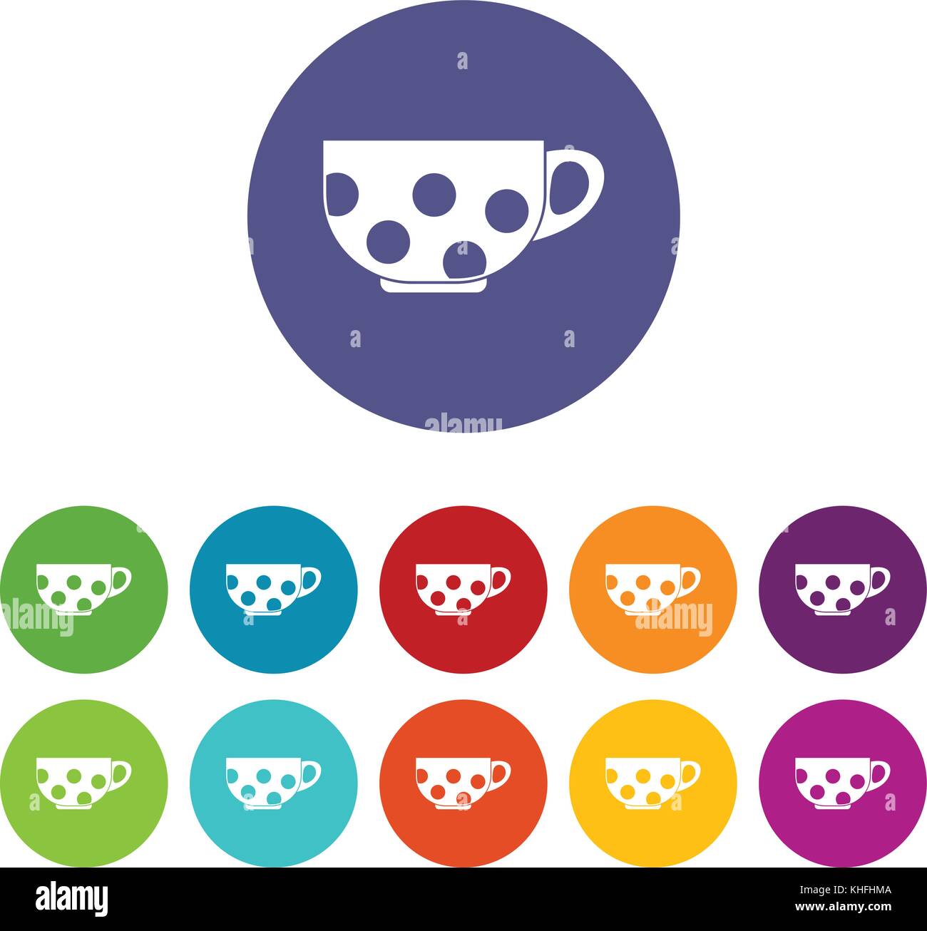 Cup set icons in different colors isolated on white background Stock ...