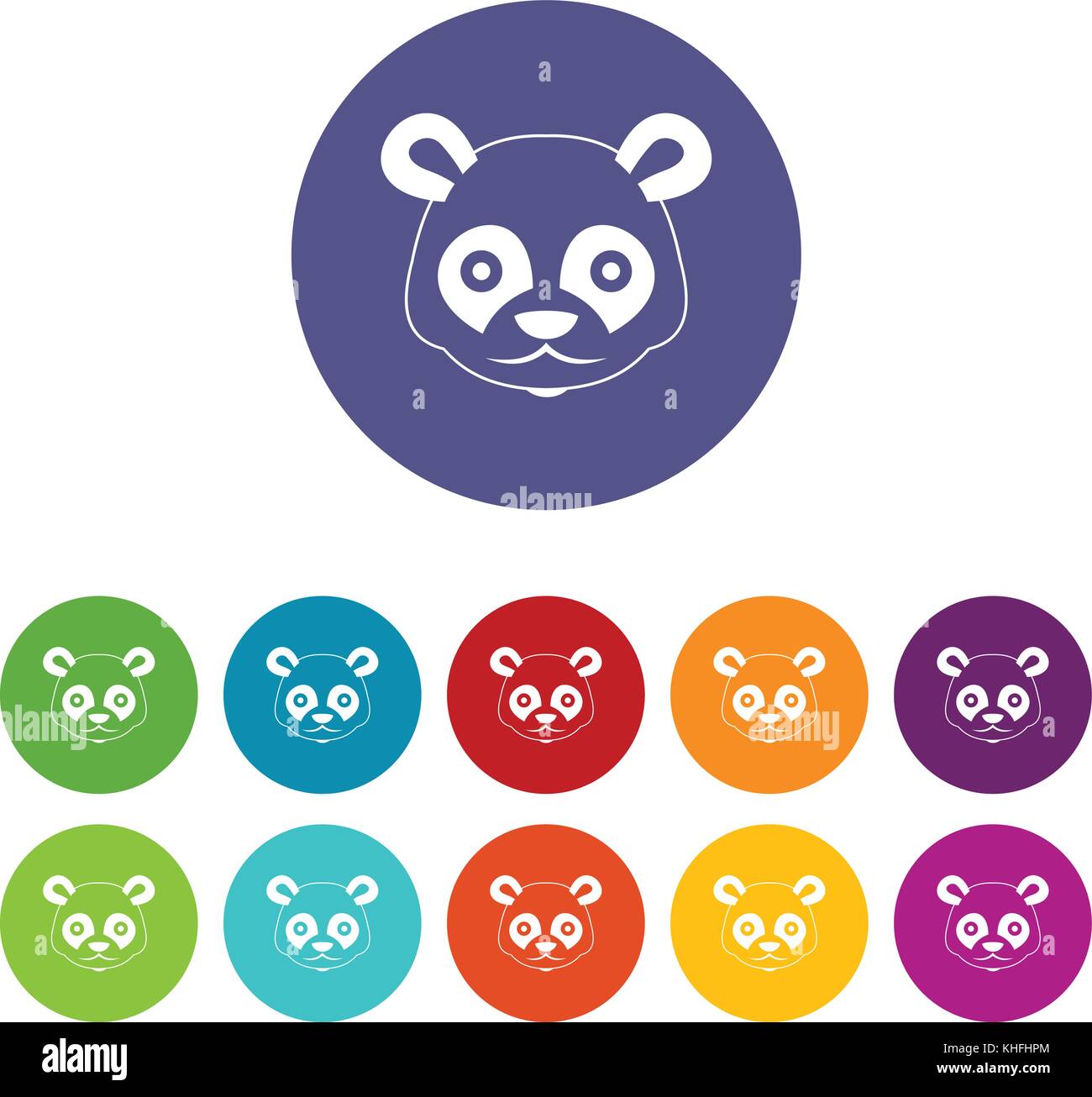 Head of panda set icons in different colors isolated on white background Stock Vector Image
