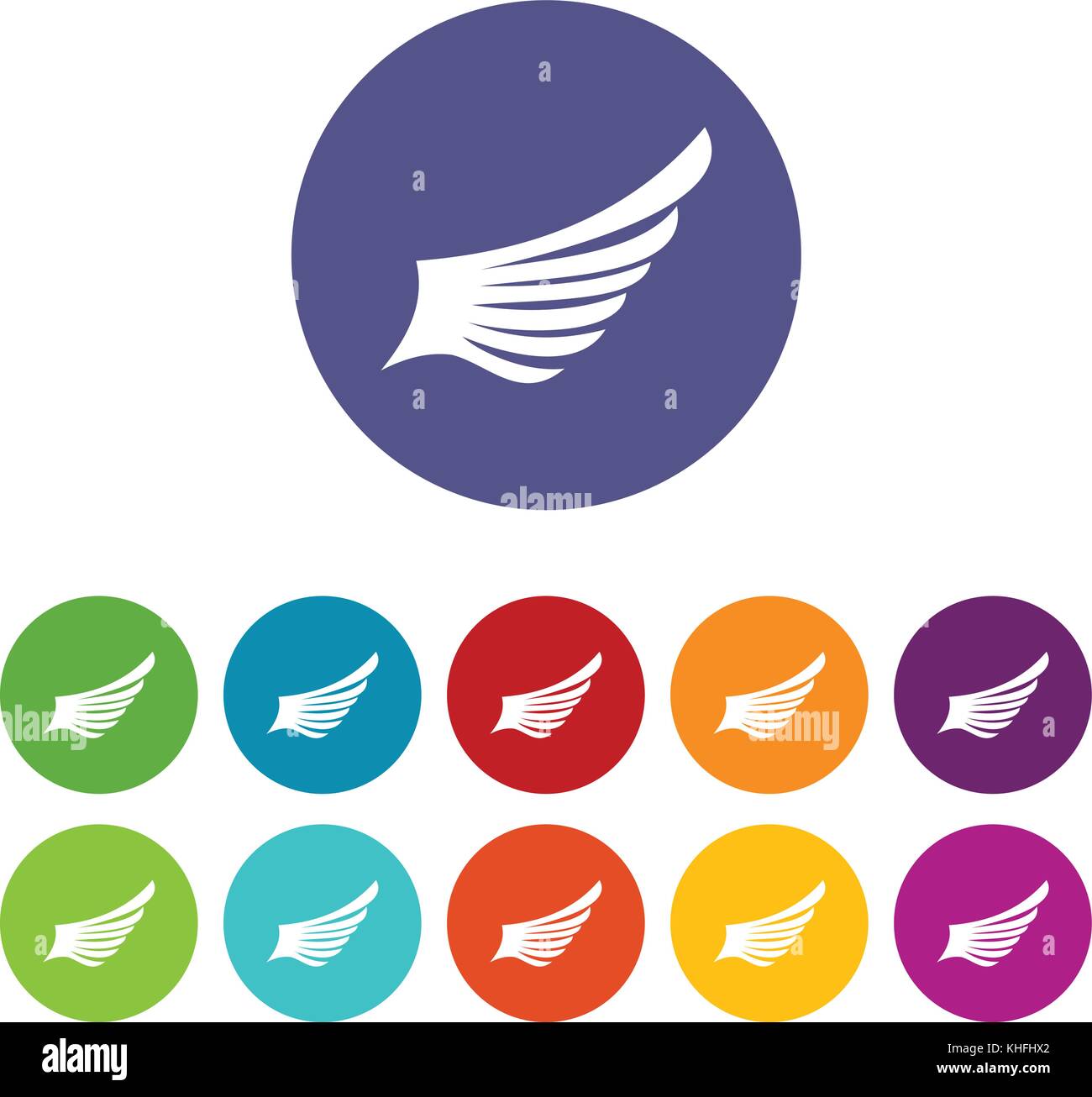 Wing set icons in different colors isolated on white background Stock ...