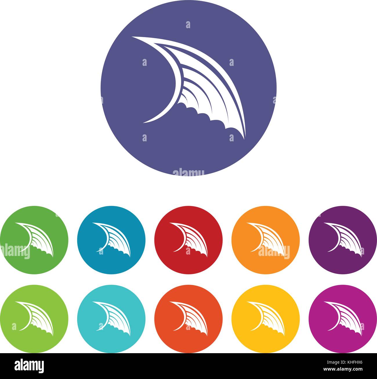 Wing set icons in different colors isolated on white background Stock ...