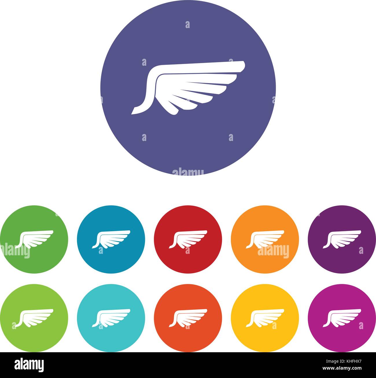 Wing set icons in different colors isolated on white background Stock ...