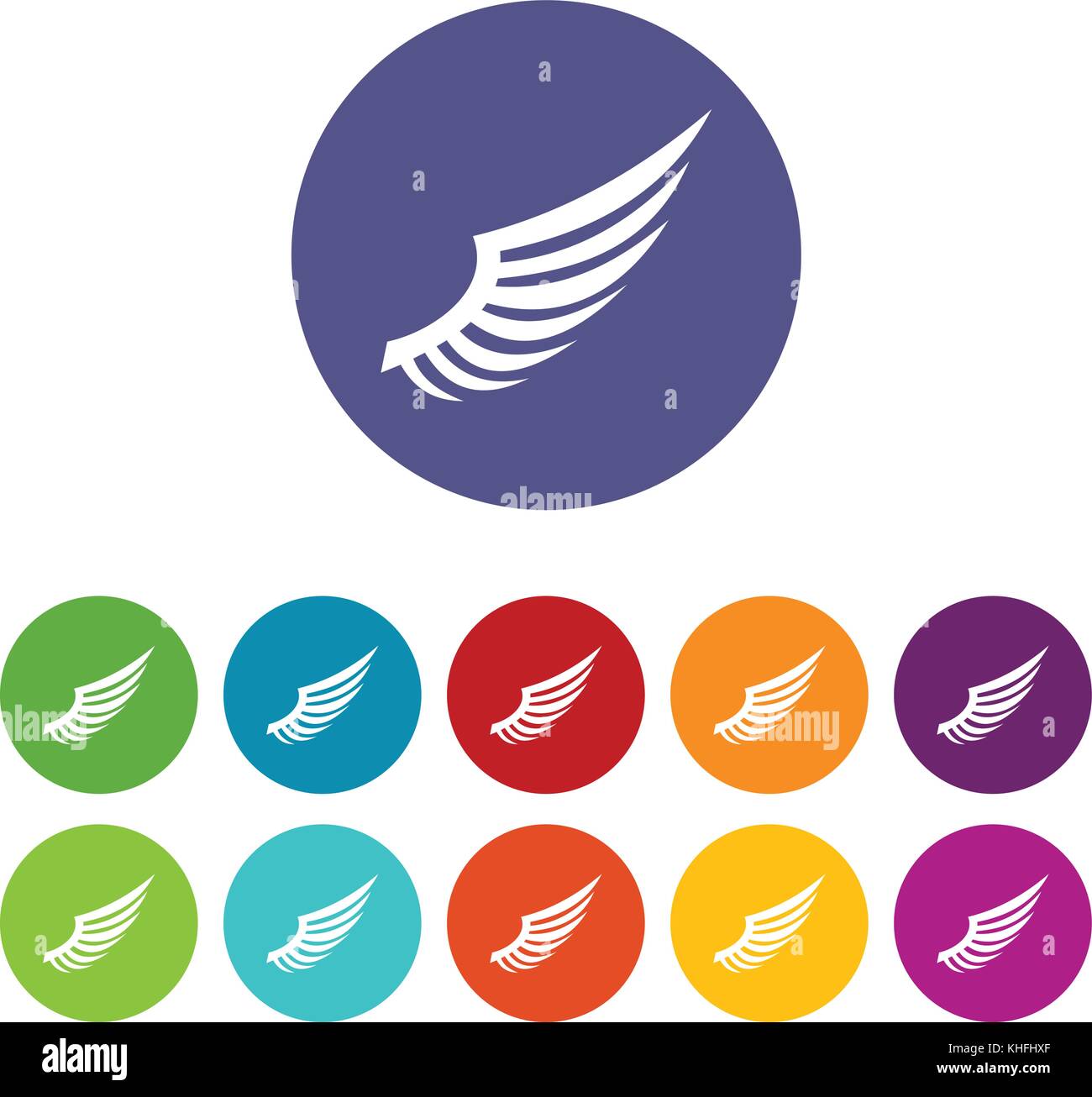 Wing set icons in different colors isolated on white background Stock ...