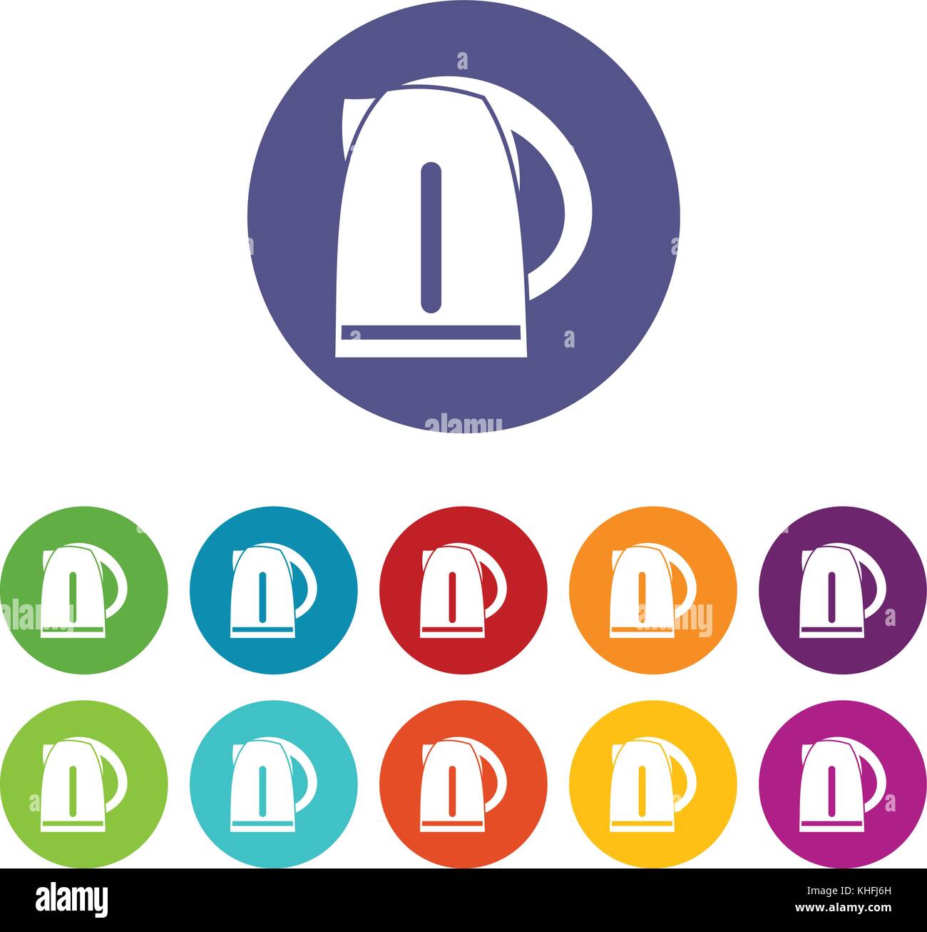 Electric kettle set icons in different colors isolated on white ...