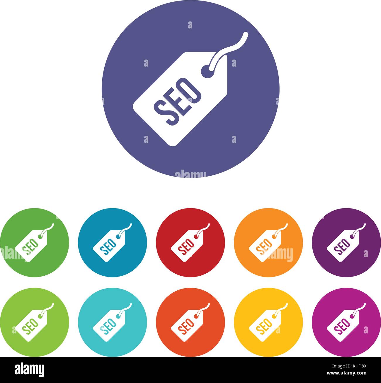 Seo tag set icons in different colors isolated on white background ...