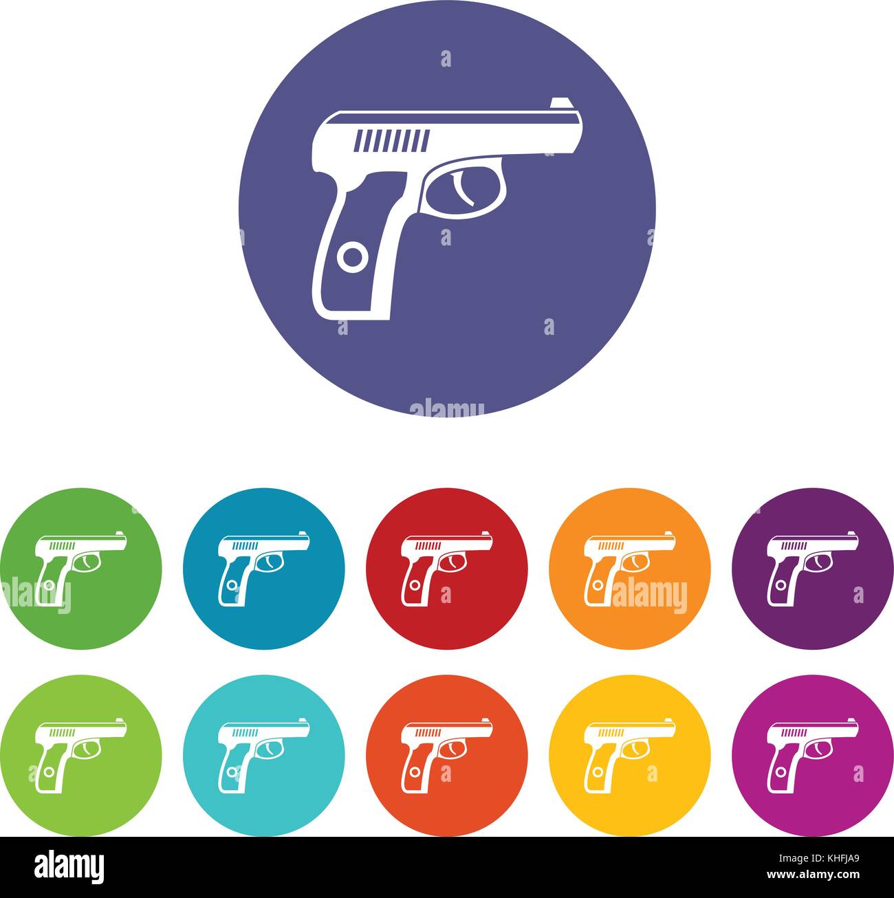 Gun set icons in different colors isolated on white background Stock ...