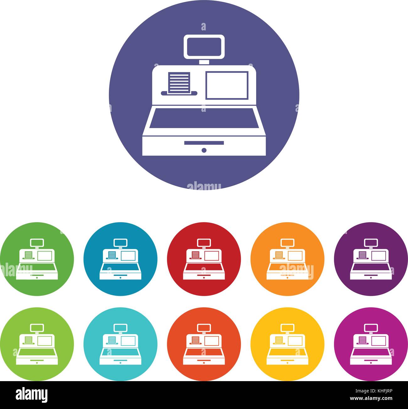Cash register with cash drawer set icons Stock Vector Image & Art Alamy