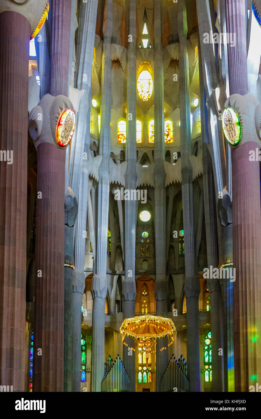 Columns in Colorful Church Interior of Sagrada Familia Stock Photo - Alamy