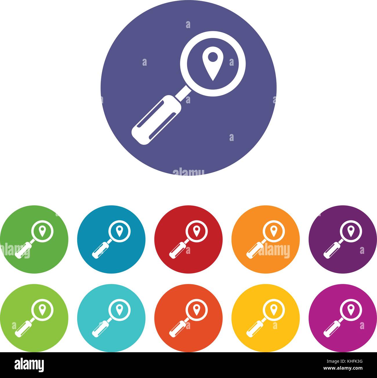 Magnifying glass and location set icons Stock Vector Image & Art - Alamy