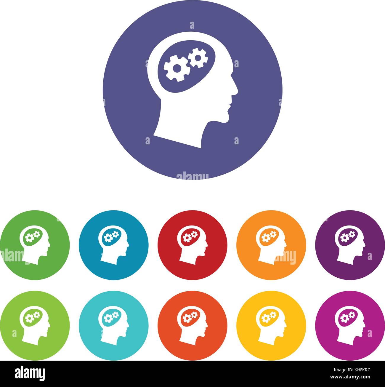 Gear in head set icons Stock Vector Image & Art - Alamy