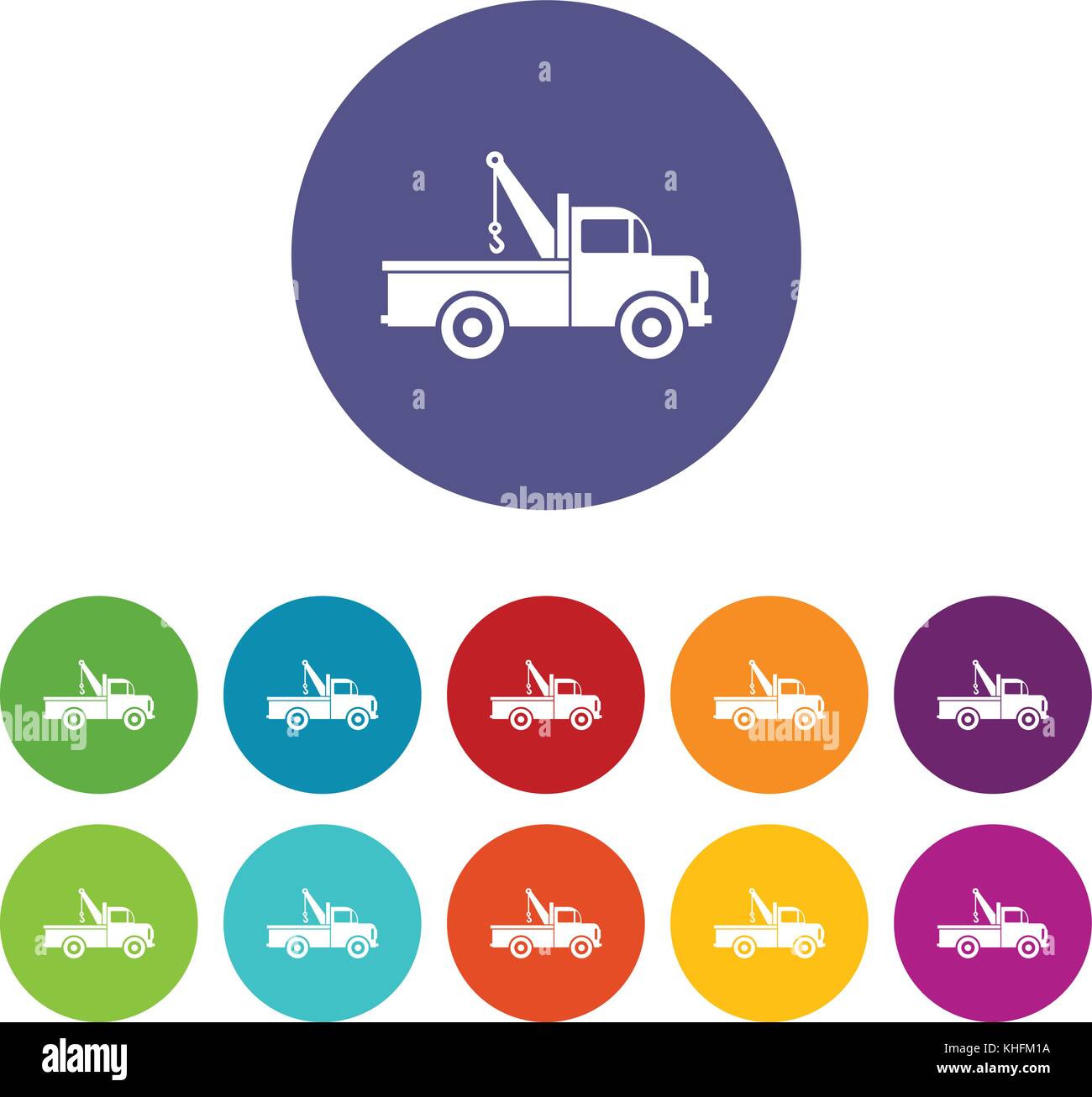 Car towing truck set icons Stock Vector Image & Art - Alamy