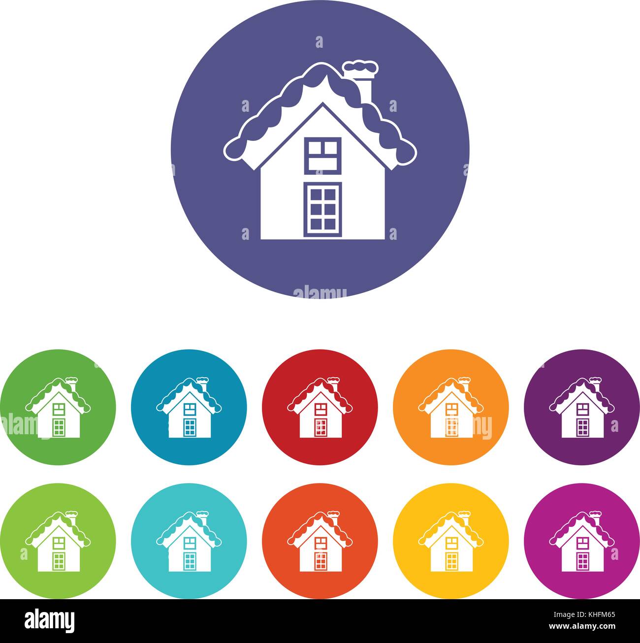 Small snowy cottage set icons Stock Vector Image & Art - Alamy