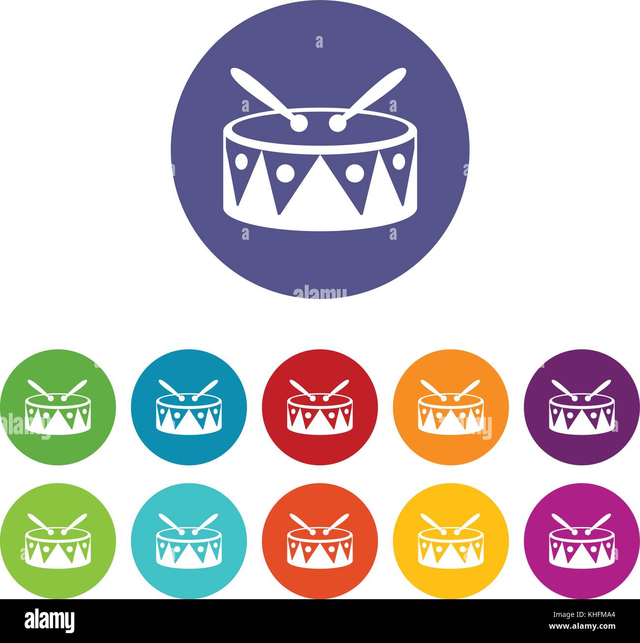 Drum and drumsticks set icons Stock Vector Image & Art - Alamy