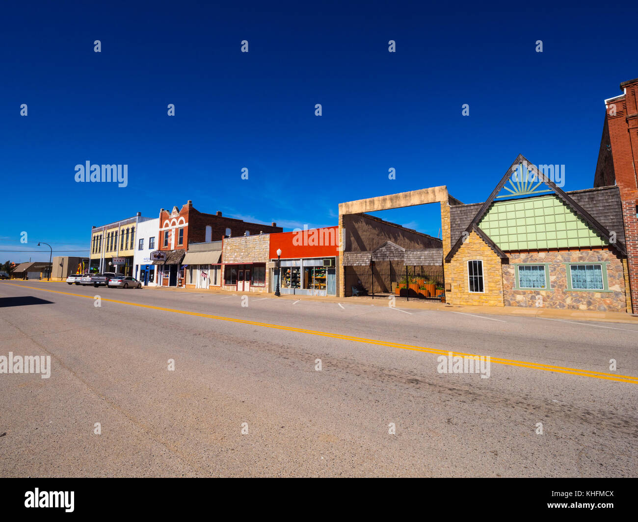 The beautiful city center of Stroud - a small town in Oklahoma Stock Photo