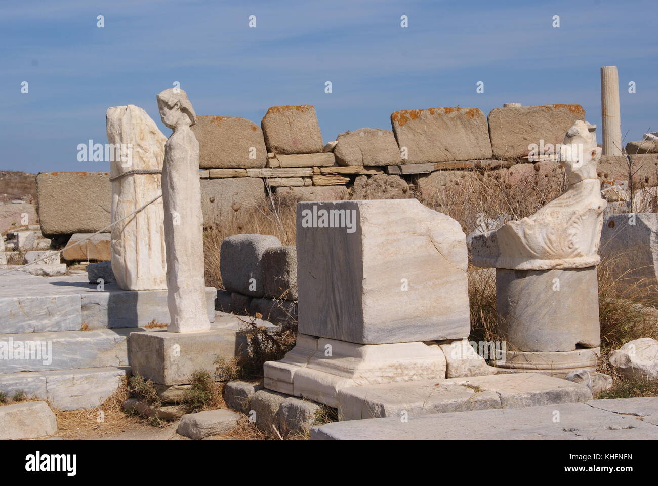 The Ruins of Delos Island in Mykonos, Greece Stock Photo