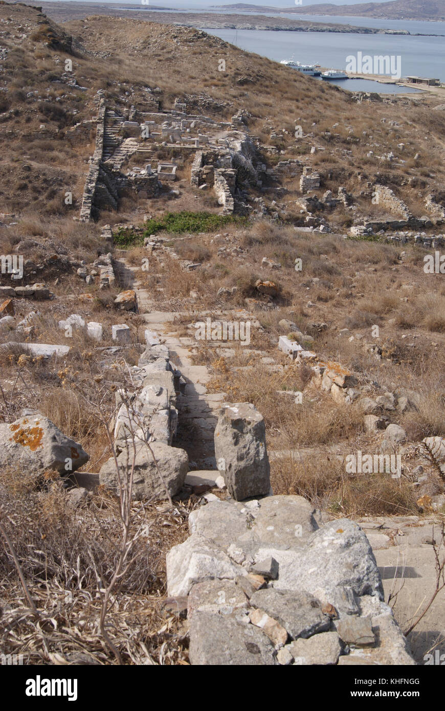 The Ruins of Delos Island in Mykonos, Greece Stock Photo