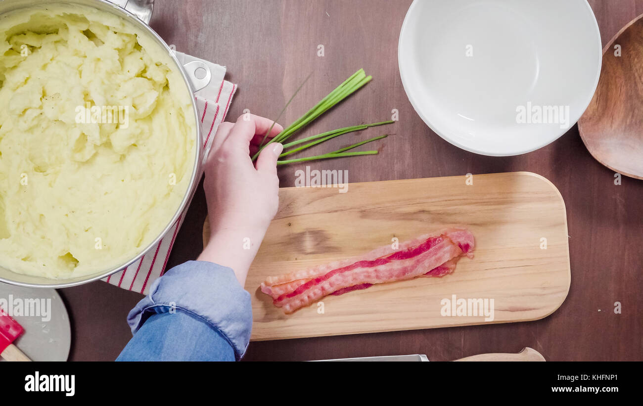 Step by step. Preparing American style creamy mashed potatoes with