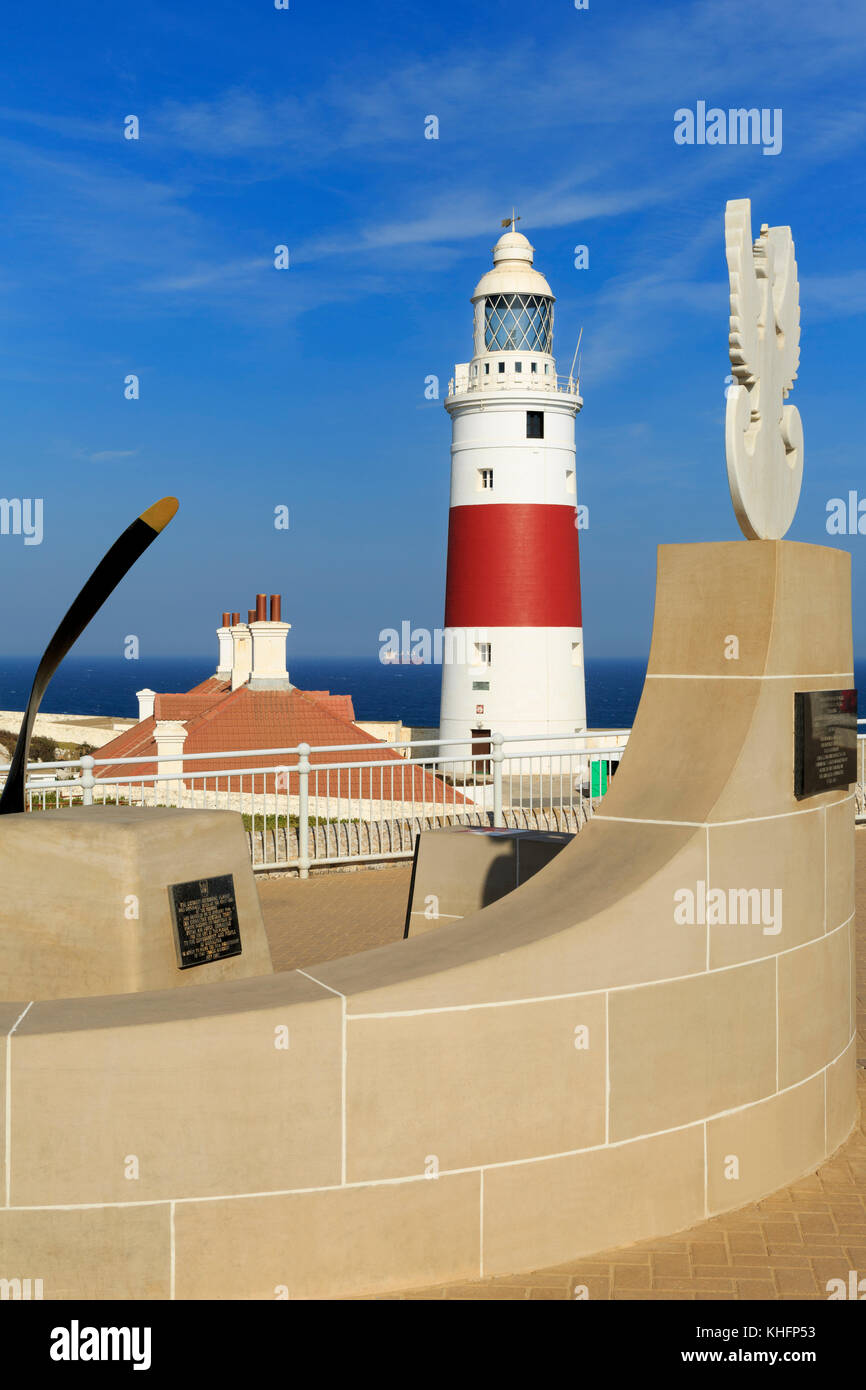 Sikorski Memorial & Europa Point Lighthouse, Gibraltar, United Kingdom, Europe Stock Photo