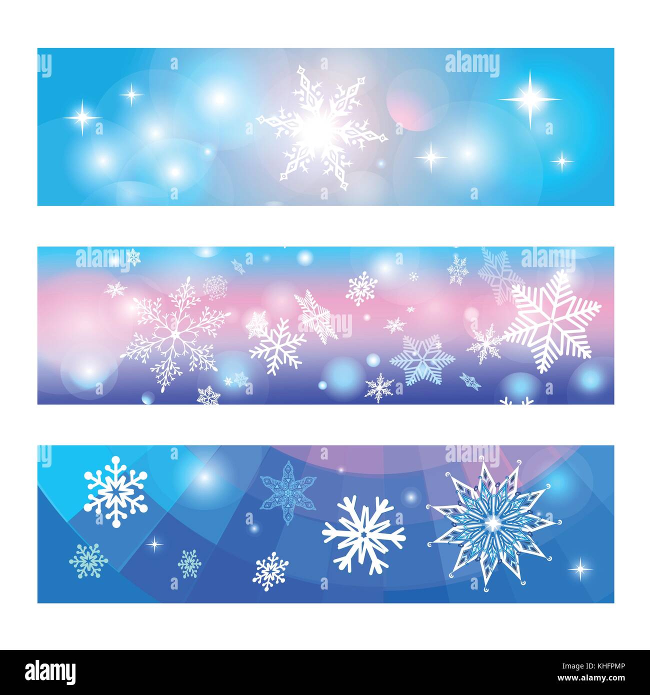Christmas set different banners with snowflakes and light Stock Vector ...
