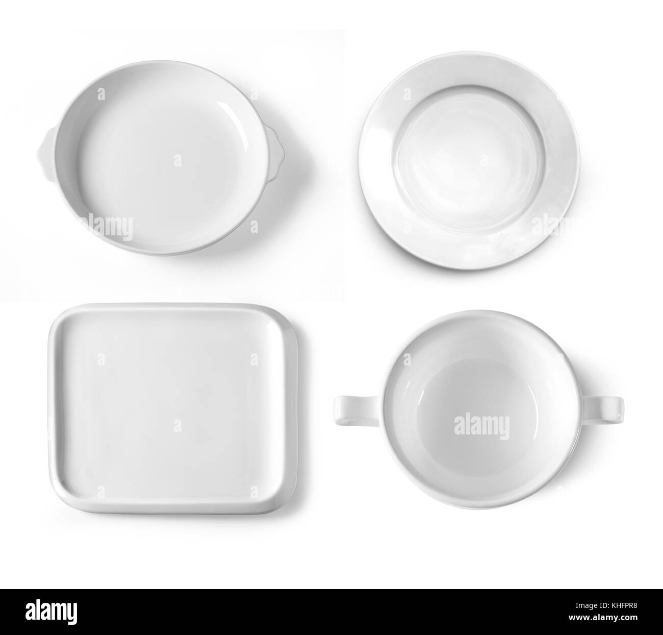 different plates isolated on white background Stock Photo - Alamy