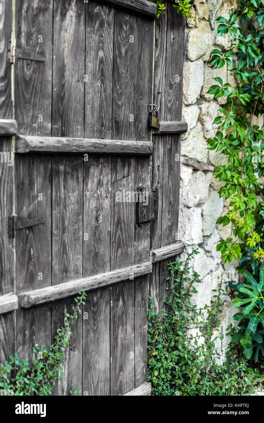 Very Old Wooden Door, One Hundred Years Old Stock Photo