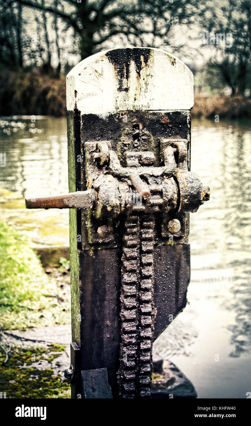 paddle mechanism for canal lock Stock Photo