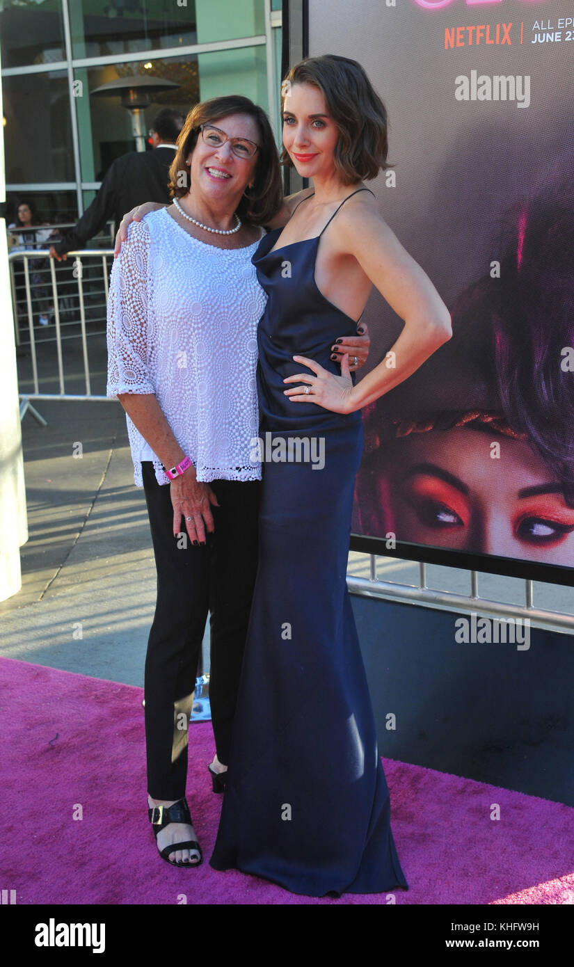 LOS ANGELES, CA - JUNE 21: Alison Brie, Joanne Schermerhorn attends the premiere of 'GLOW' at