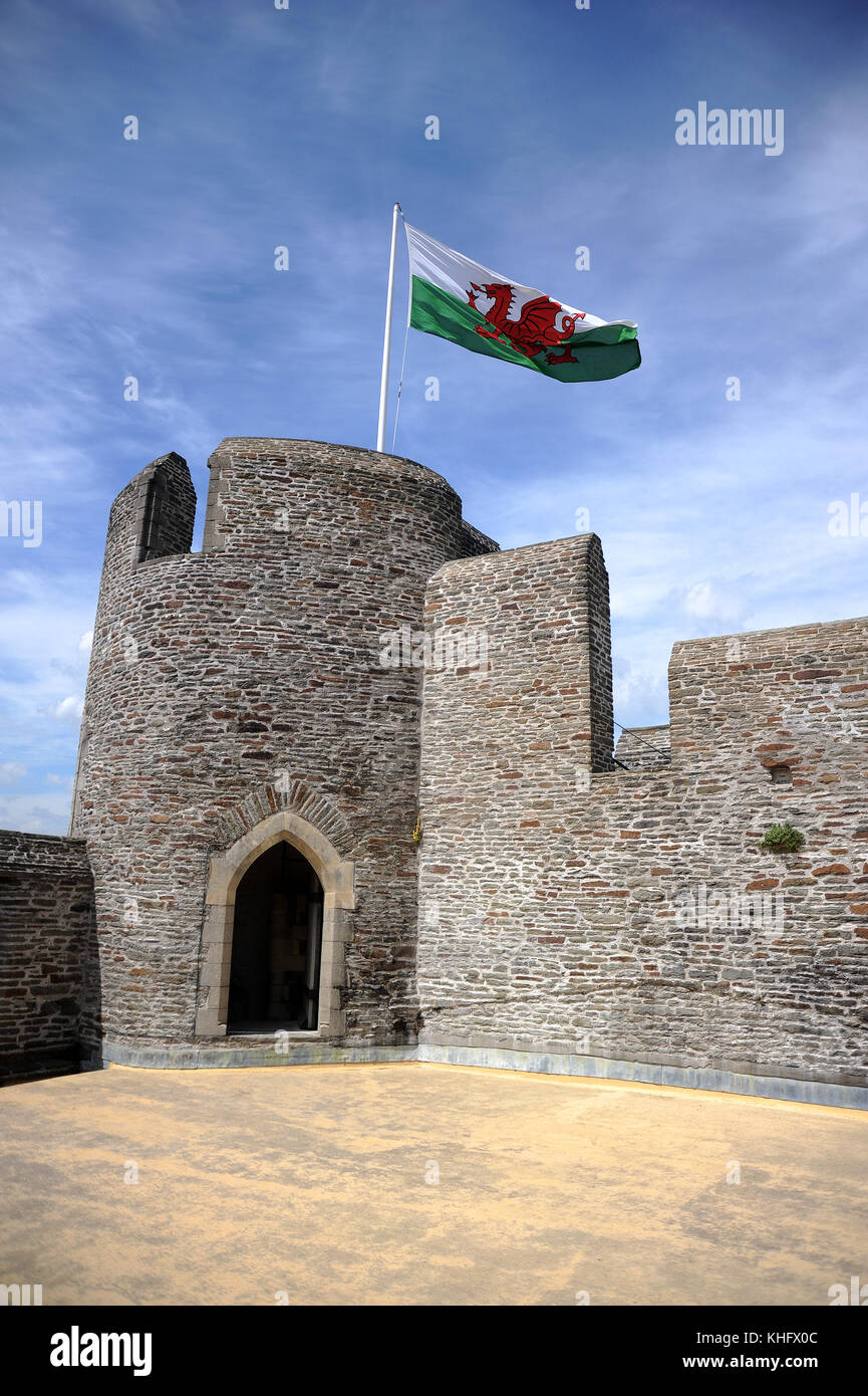 On top of the Inner Eastern Gatehouse. Caerphilly Castle Stock Photo