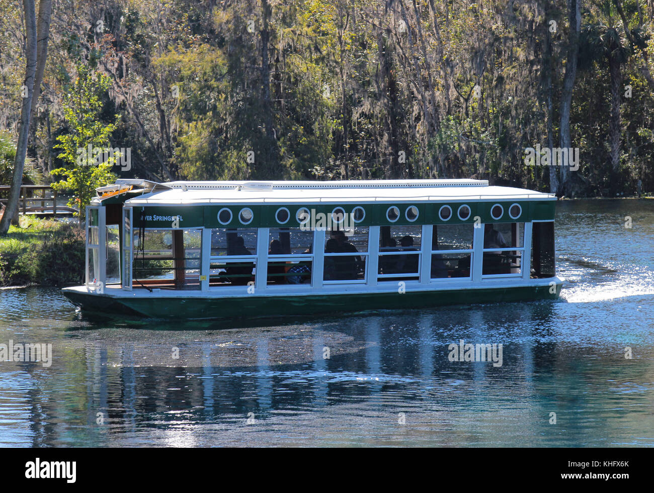 Glass bottom boats at Silver Springs State Park Florida Stock Photo Alamy