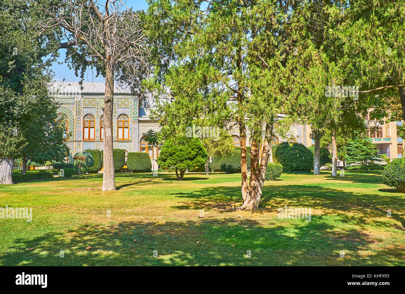 The Golestan garden is scenic and peaceful place in heart of large city, Tehran, Iran. Stock Photo