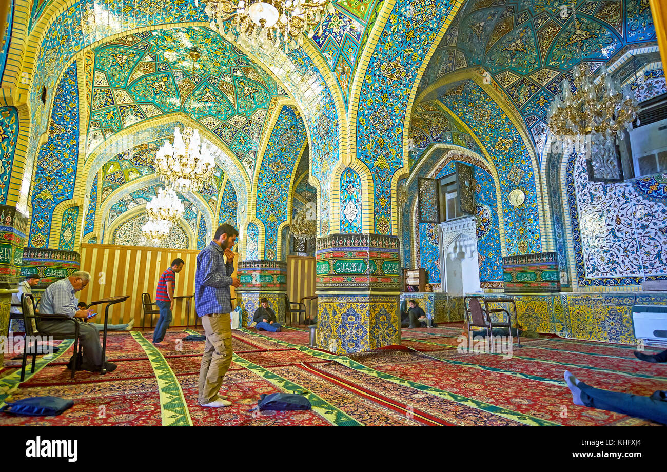 TEHRAN, IRAN - OCTOBER 11, 2017: The prayer hall of Shah's Mosque has ...