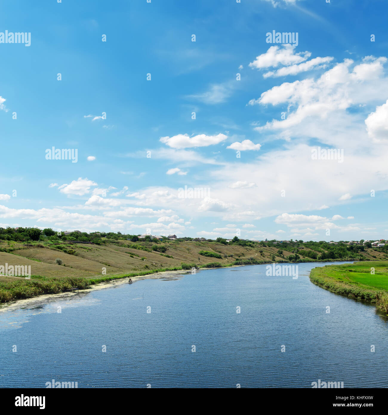 view to river and clouds in blue sky Stock Photo - Alamy