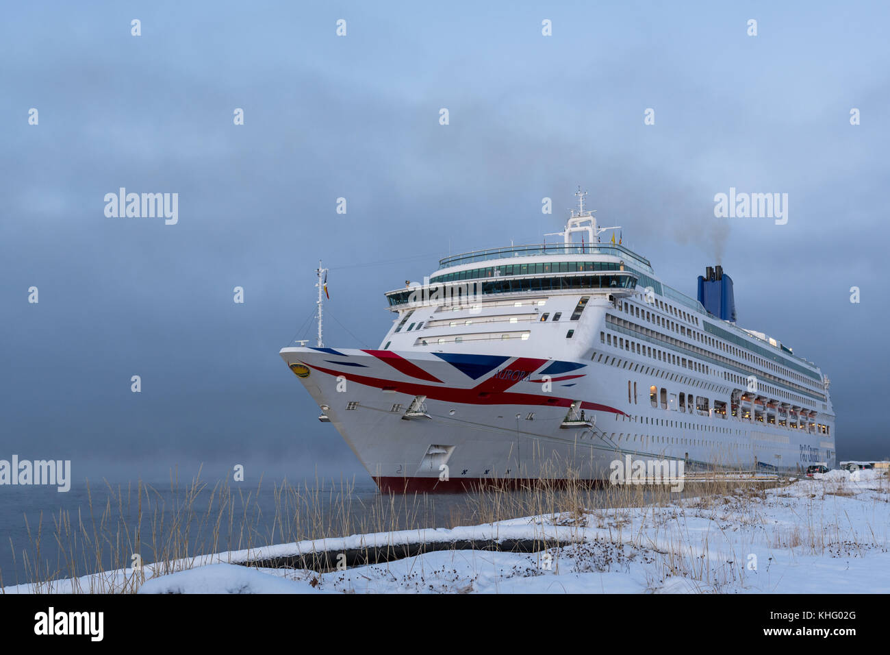 MS Aurora cruiseship, winter cruise in Northern Norway, Alta Stock Photo
