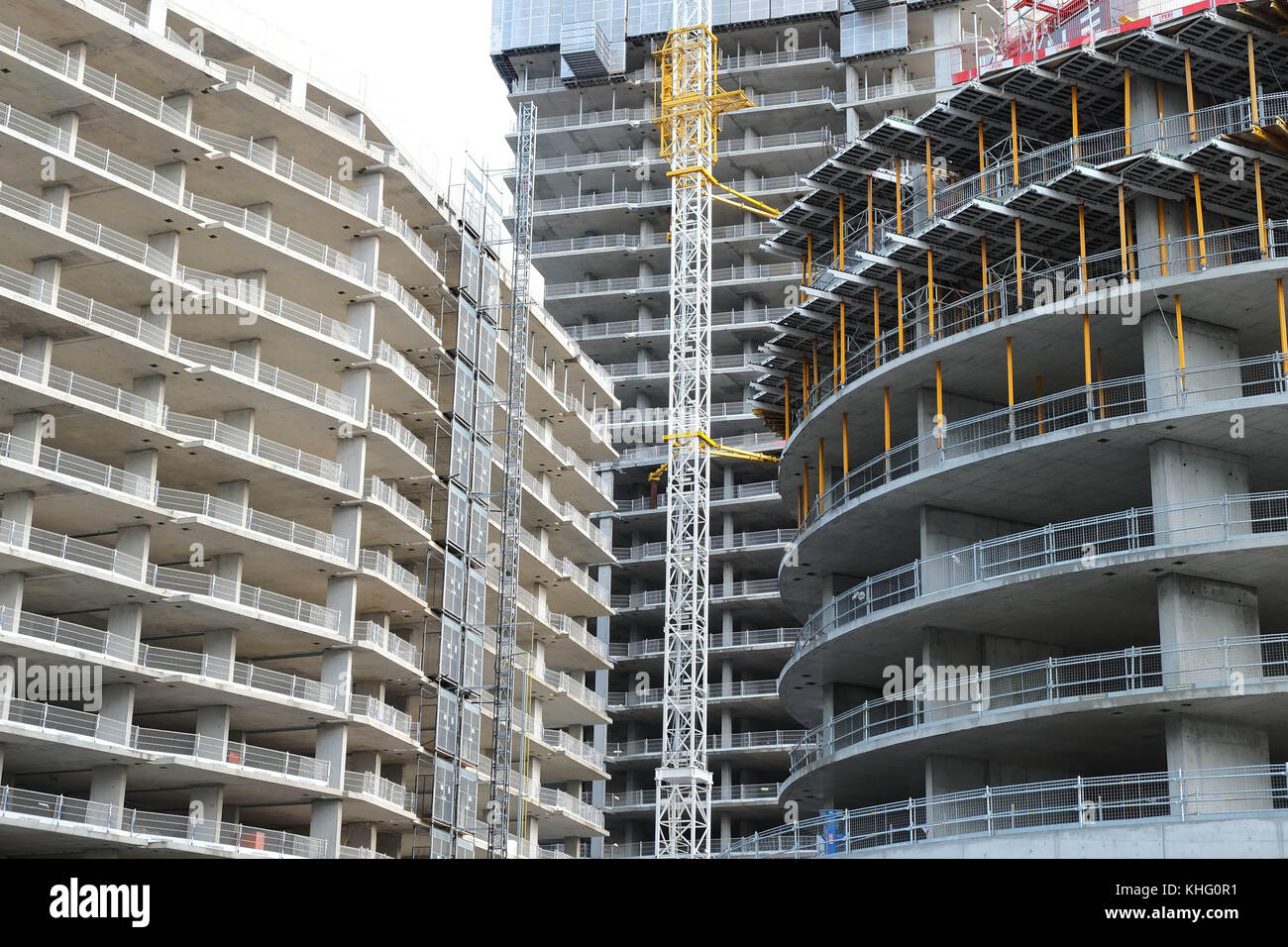 Thousands of new appartments being built at the old Wood Wharf site in Canary Wharf. Stock Photo