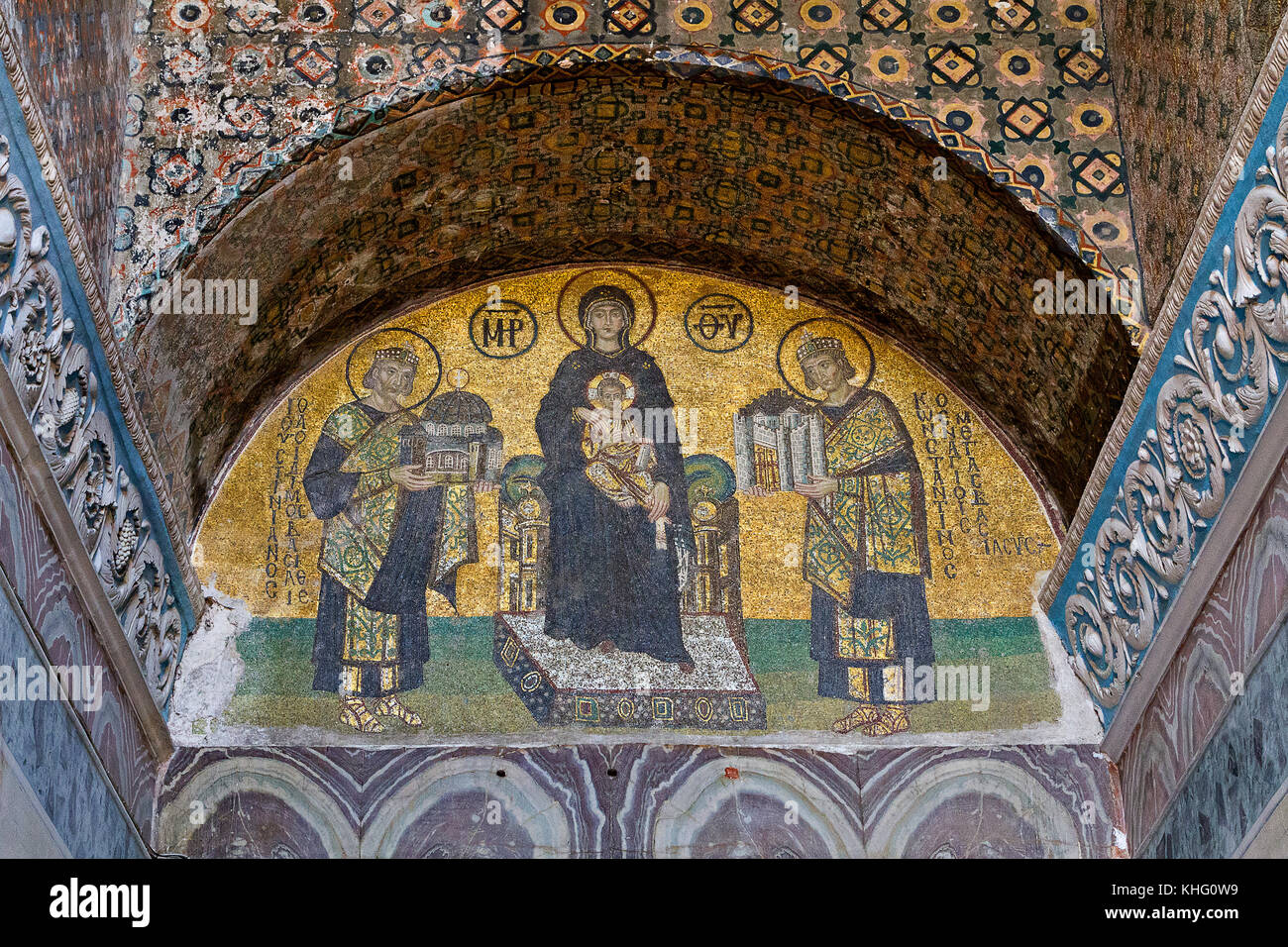 Mosaics of Hagia Sophia in Istanbul, Turkey. Stock Photo