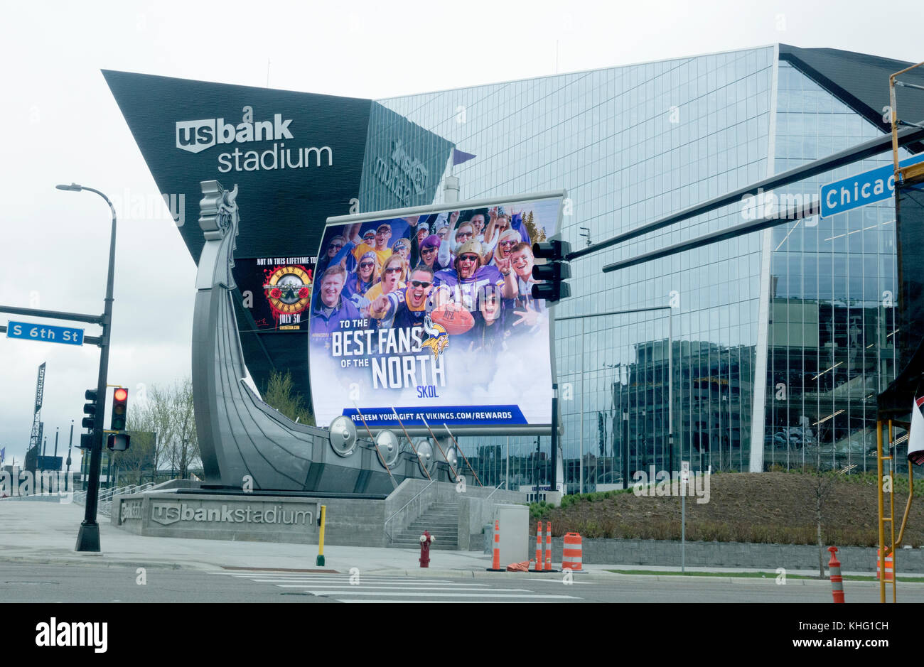 Super Bowl 52 LII Feb, 4, 2018 played at US Bank Stadium. Home of the Minnesota Vikings NFL Football Team. Minneapolis Minnesota MN USA Stock Photo