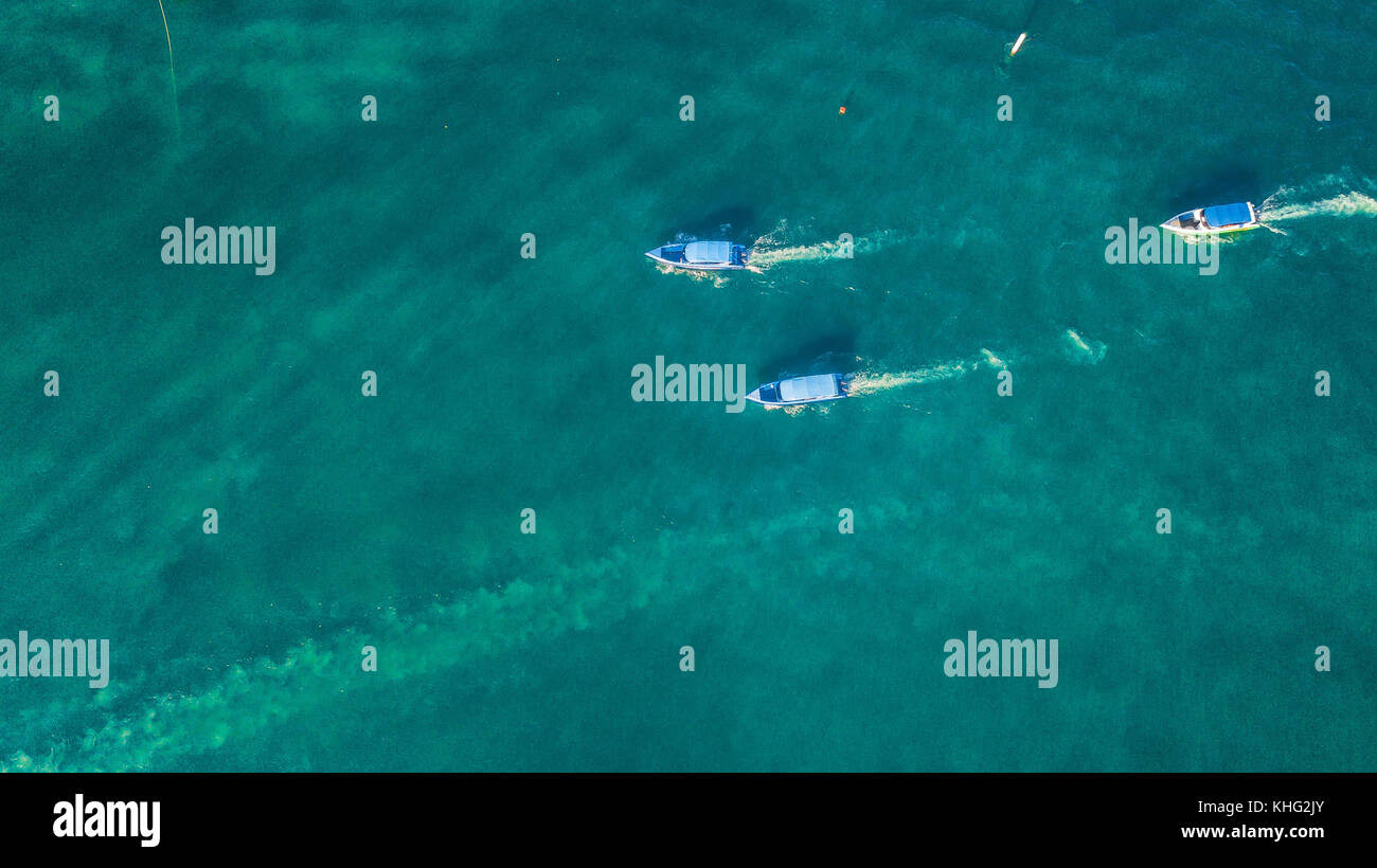 Aerial view of speed boat in the sea Stock Photo - Alamy