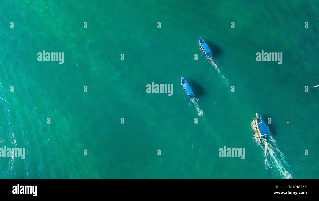 Aerial view of speed boat in the sea Stock Photo - Alamy