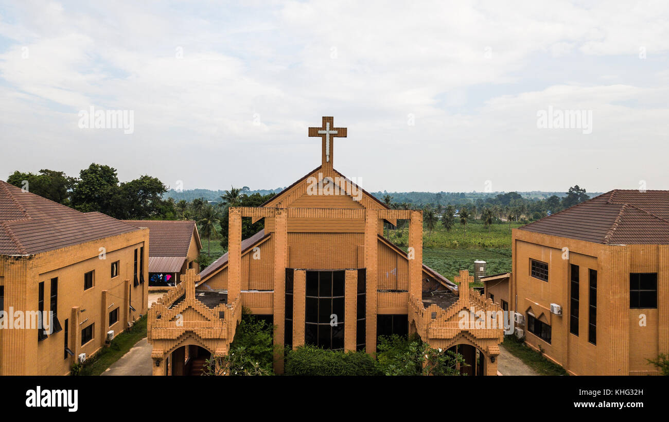 Aerial view of Church of Christ Stock Photo