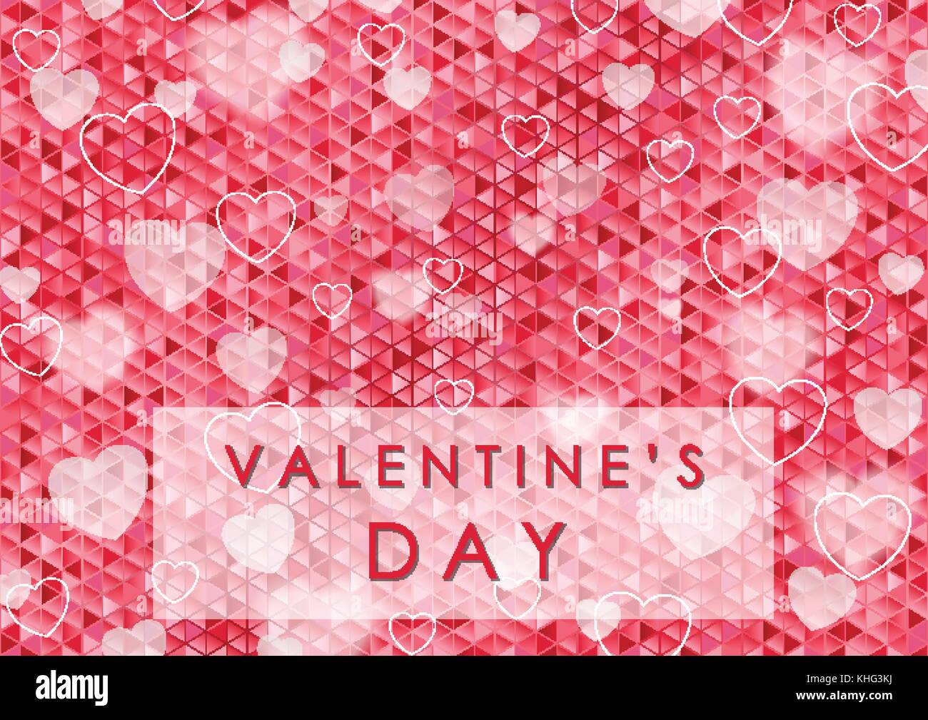 Valentine Day polygonal pixelated abstract background with blurred ...